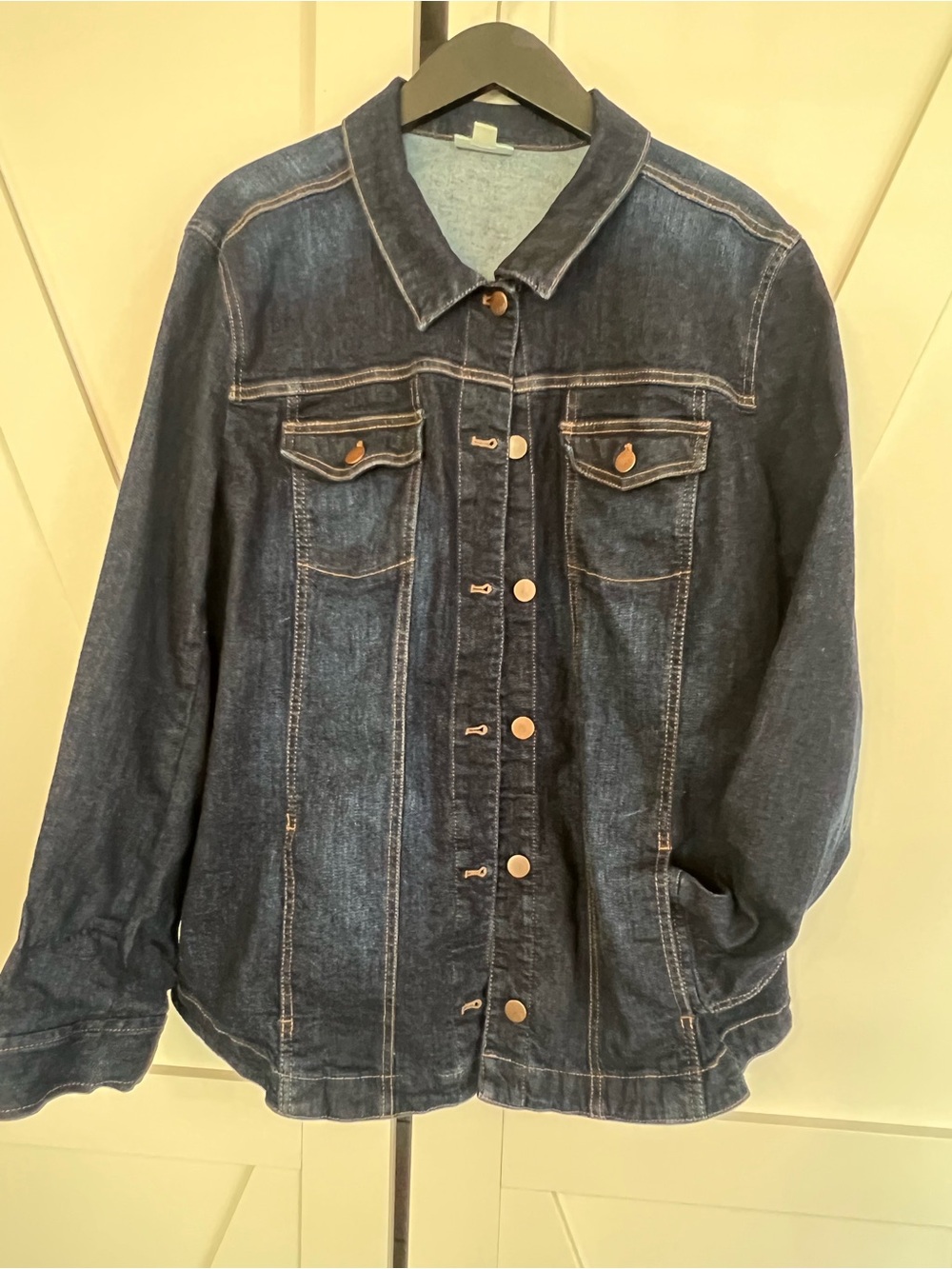 J. Jill Dark Blue Denim Jacket with Button Front